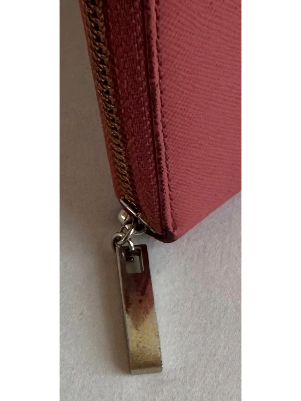 Tory Burch T80 Pink Saffiano Leather Zip Around Continental Wallet Gold Logo